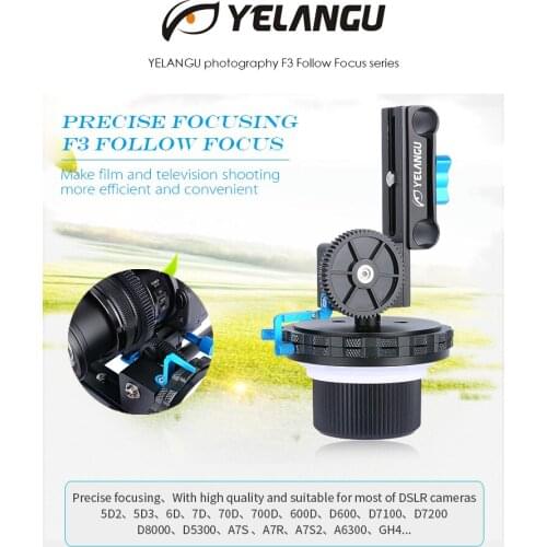 YELANGU F3 Quick Release Follow Focus with Gear Ring Belt for Canon and Other DSLR Camera Camcorder For DSLR Cameras