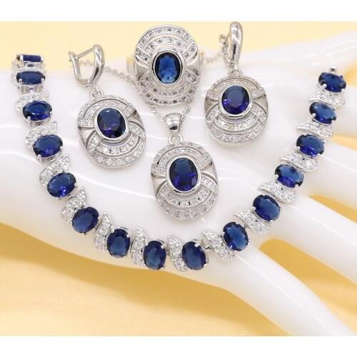 Green Fashion Jewelry Set for Women Ring High Quality Beautiful Round Shape Cubic Zirconia Necklace Pendant Earrings