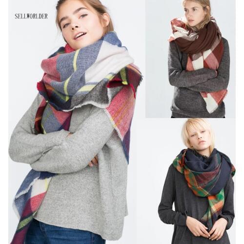 SELLWORLD 16 Styles 2018 Celebrity Big Brand Square Style Women Winter Scarf Long Size Warm Fashion Scarves & Wraps plaid