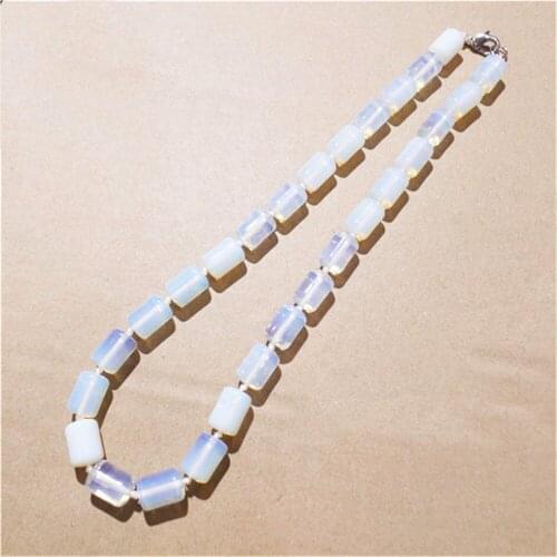 1 Strand/28Pcs 13x10mm Wholesale DIY Fashion Jewelry White Opal Cylindrical Shape Pendant Necklace Length 210mm S1123