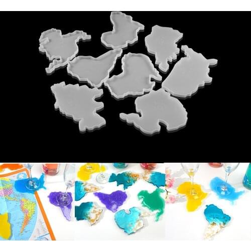 1Pcs World Continent Map Silicone Casting Mold Coasters UV Epoxy Resin Mould for DIY Crafts Jewelry Decoration Accessories Tool