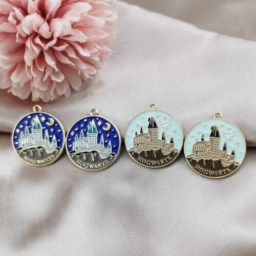 10pcs enamel castle charm day and night jewelry accessories earring pendant bracelet necklace charms zinc alloy 25x27mm