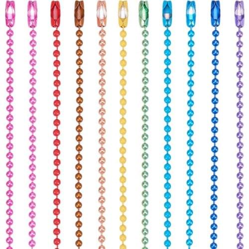 20/40/60pcs 12CM length Colorful 2.4mm Ball Bead Chains Fits KeyRing/Key Chain/Dolls/Label Hand Tag Connector DIY Jewelry Making