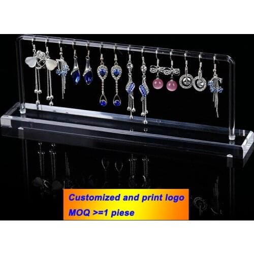 Acrylic Double Row Earring Stand Earring Holder Bracelet Organizer Jewellery Holders Jewelry Organizer Necklace Display Rack