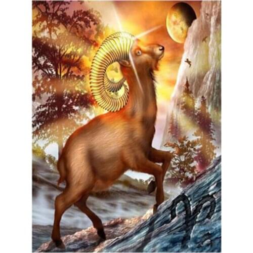 Diamond Painting Goat And Starry Sky Art 5D DIY Full Round/Square Cross Stitch Embroidery Rhinestone Mosaic Home Decor FH585