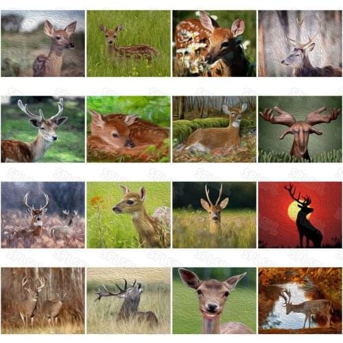 Diy Diamond Painting Nature Wild Animals Elk Sika Deer Giraffe Creative Personality Living Room Porch Decoration Painting