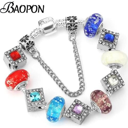 BAOPON 2021 New Trend Crystal Colorful Charm Bracelet With Luminous Glass Beads Bracelets For Women Men Pulsera Jewelry Gift