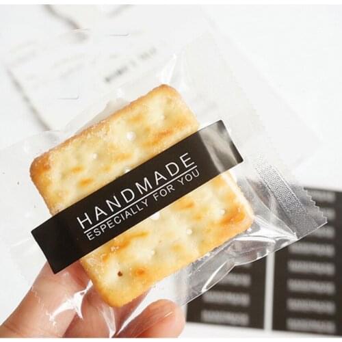 Free shipping 1600pcs Black HANDMAND Baking Rectangular Gift Cake Baking Artisanal food Label Sticker DIY Vintage Stickers