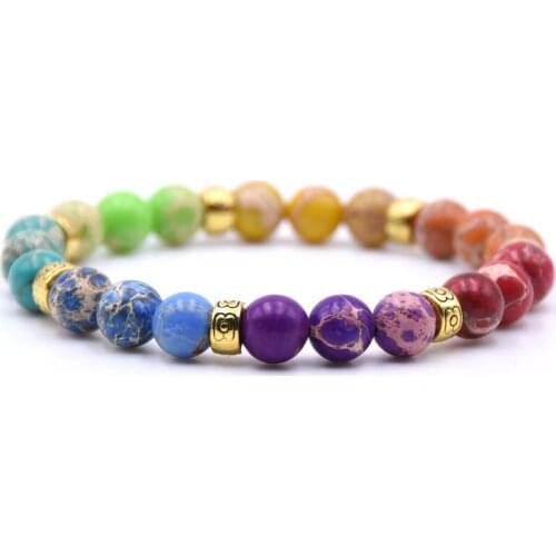 8MM Natural Stone Buddha Bead Bracelet Seven Chakra Yoga Fitness Charm Bracelet Woman Man Couple Jewelry Gift