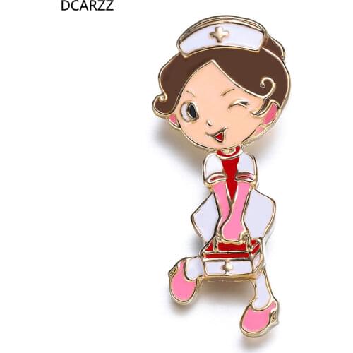 DCARZZ Best Nurse Brooch Medical Fashion Jewellery Gold Gift Women Cute Enamel Cartoon Lapel Pin Metal Doctors Pins Accessories