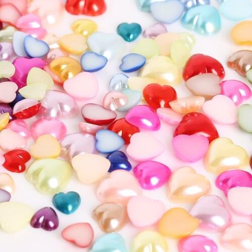 50-300pcs Pick Size 3-12mm Heart Faltblack ABS Simulated Pearls Beads For Women Kids DIY Jewelry Phone Clothes Craft Scrapbook
