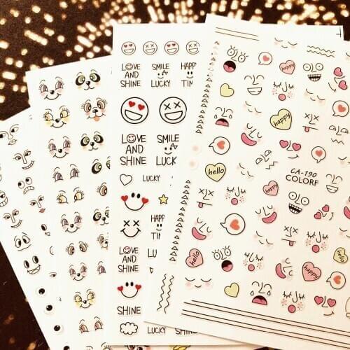 CA-100-191-192-193 smile face 3d nail art stickers decal template diy nail tool decorations