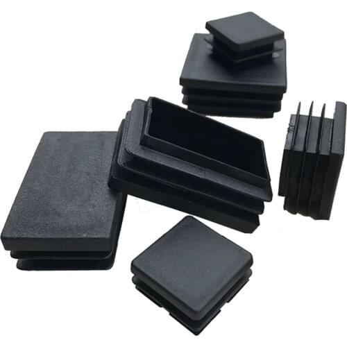 Black Plastic Square Caps Inner Plug 10*20mm 19*19-100*100mm Protection Gasket Dust Seal End Cover Caps For Pipe Bolt Furniture