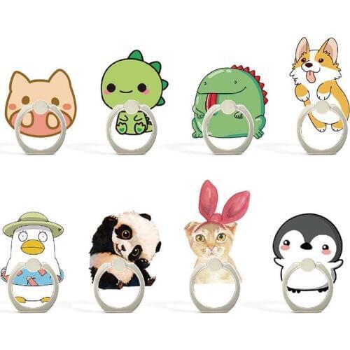 8 Styles Cute Panda Dog Animals Phone Holder Ring Mobile Phone Stand Cookies Finger Phone Ring Holder support celular