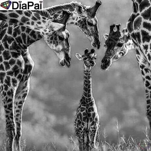 DIAPAI Diamond Painting "Animal giraffe" Cross Stitch Custom Photo Diamond Embroidery Square Round Drill Home Decor A26190