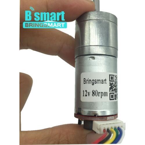 Bringsmart GA25-371 DC Gear Motor 12Volt Motor with Encoder D Type Shaft Electric Gearbox Motor for Metal Toys DIY Accessories