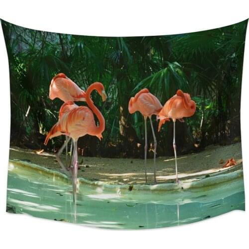 Jungle Water Surface Flamingo Tapestry Wall Hanging Wall Art Bedroom Painting Tapestry Wall Home Decoration Dorm Decor Yoga Mat