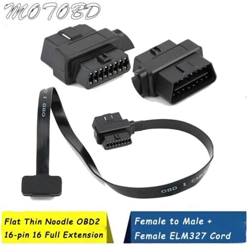 HUD Connector OBD2 Y Splitter with Male Female 2 in 1 Extension Cable Ultra-thin Elbow Noodles Cable Diagnostic Connector Cable