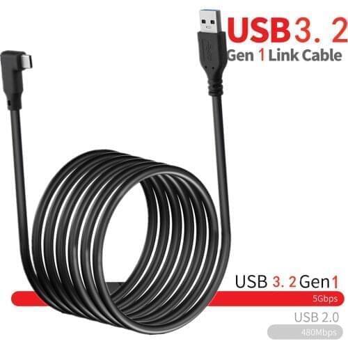 For Oculus Link USB- C Steam VR Quest/2 Type- C 3.1 Data Cable, Elbow Selectable 3m