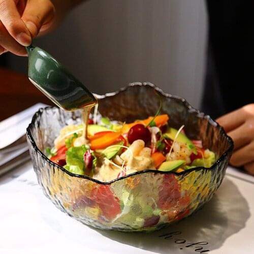 Lrregular Multi-color GlassSalad Fruit Bowl Food Storage Container Lunch Box Decoration Tableware Light Luxury Nordic Style