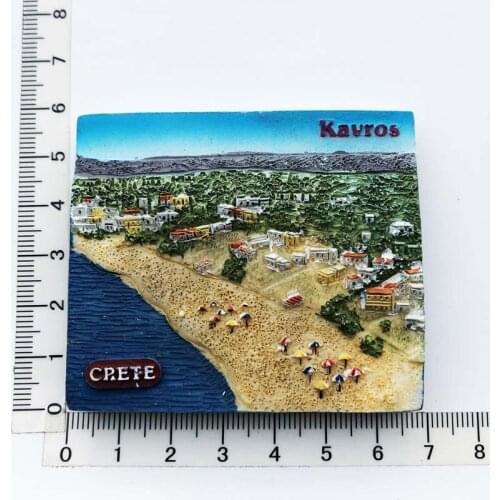 Crete Greece)Fridge Magnet,Creative Travel Commemorate Crafts 3D Ornaments Magnetism Resin Material Refrigerator Stickers