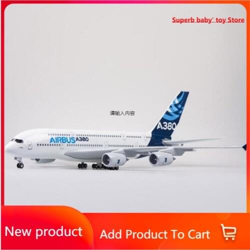 Resin Airplane Model 1/200 Scale A380 Prototype Airline Model with Led Light Wheel Plastic Plane Collection Hot Toys 36.5CM