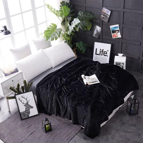 Soft warm coral fleece blanket winter sheet bedspread sofa solid color blankets light thin mechanical wash flannel blanket