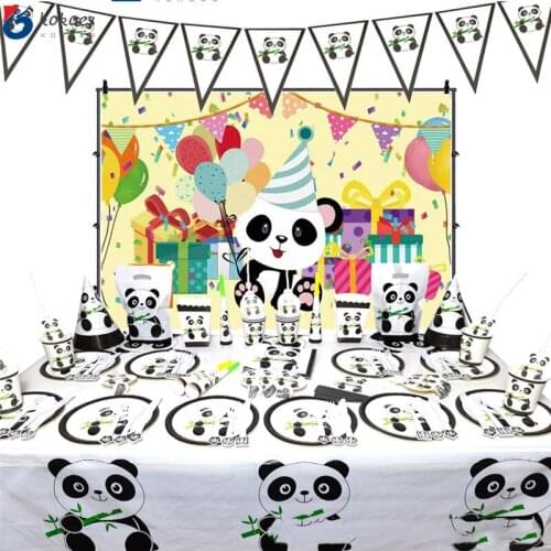 Cartoon China Panda Theme Birthday Party Decorations Kids Disposable Tableware Set Plate Napkins Cup Baby Shower Party Supplies
