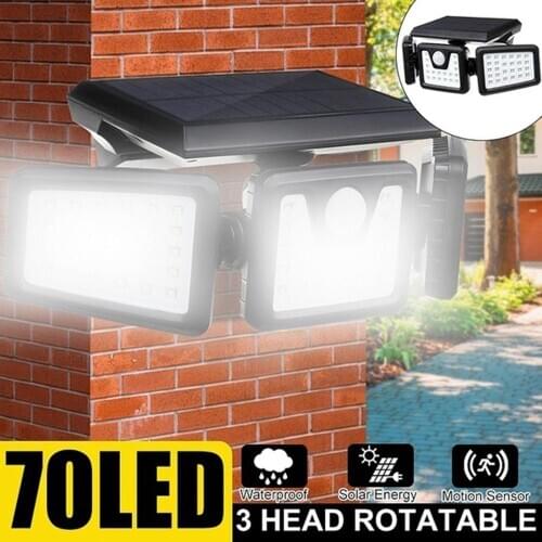 Outdoor solar light 70led Motion sensor wall lamp Energy saving solar lamp Lighting for Front door Yard Garden Garage Hallway