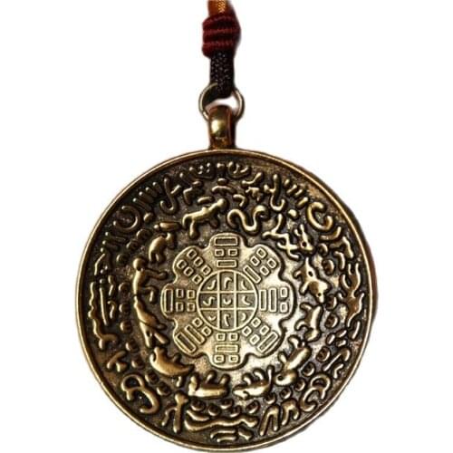 Nepalese enamel craftsmanship in Lhasa Nine Palaces and Eight Diagrams, Tibetan style, twelve zodiac signs and nine palaces Pend