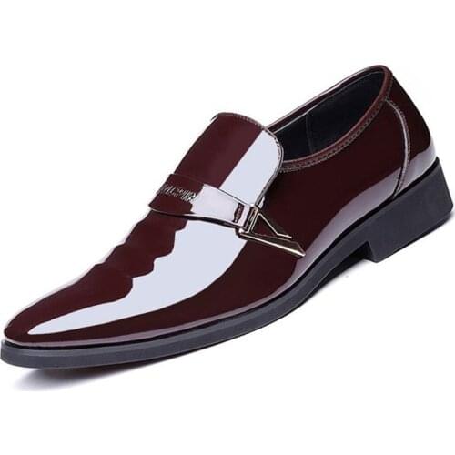 2019 Luxury brand PU Newly Mens Quality Patent Leather Business Shoes White Wedding Shoes Black Leather Soft Man Dress Shoes
