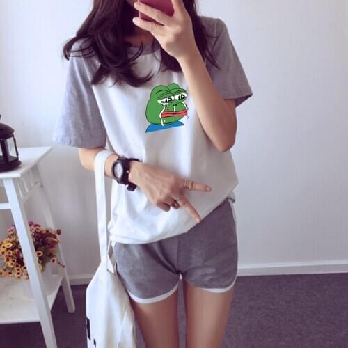 New Summer Korean Casual Sports Raglan Sleeves Slim Student Short-Sleeved T-shirt Shorts Fashion Suit Two-Piece Set