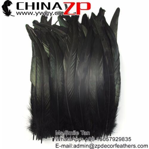 Wholesale in CHINAZP Plumage 100 pieces/lot 25 to 30cm Handpicked Pure Dark Rooster Tail Feathers For Christmas Decoration