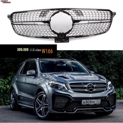 Panamericana & Diamonds Black / Silver Grille for Mercedes GLE Calss SUV (Facelifted W166), Will Not Fit or GLE Coupe or GLE 63