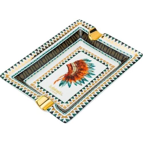 LUBINSKI Rectangle Fine Porcelain 1 Slot Cigar Cigarette Ashtray Ash Tray Home Outdoor Tobacco Smoking Tool Gift Box For Cohiba