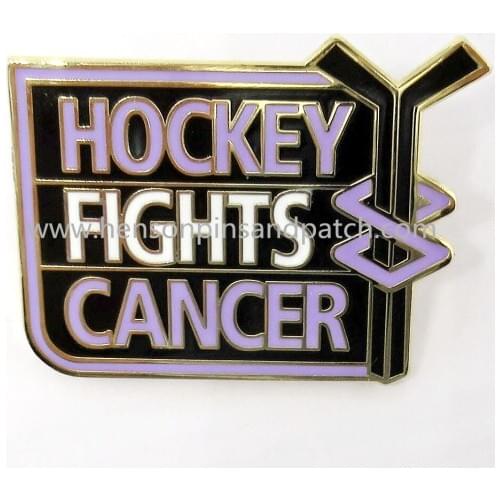 Customized metal hard enamel purple letter cancer pin
