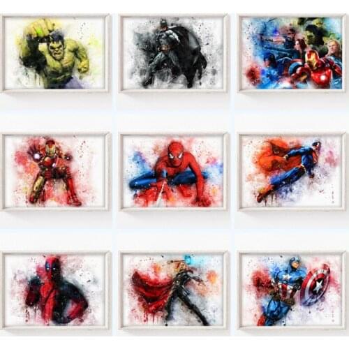 Marvel Avengers Superheroes Watercolor Canvas Painting Captain America Posters and Prints Wall Art Picture Home Decoration