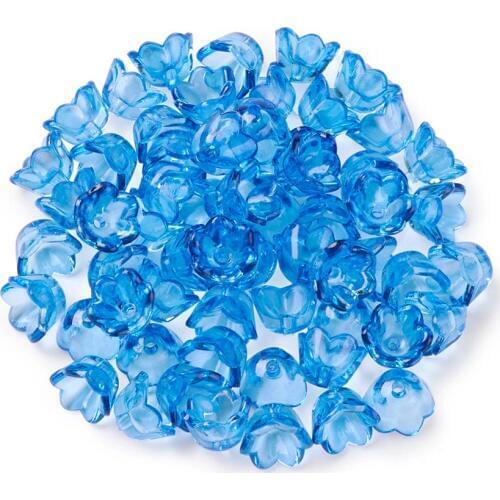 200pcs Transparent Acrylic Flower Beads Pink Red Blue Color Spacer Bead for DIY Bracelet Earrings Necklace Jewelry Making 10x6mm