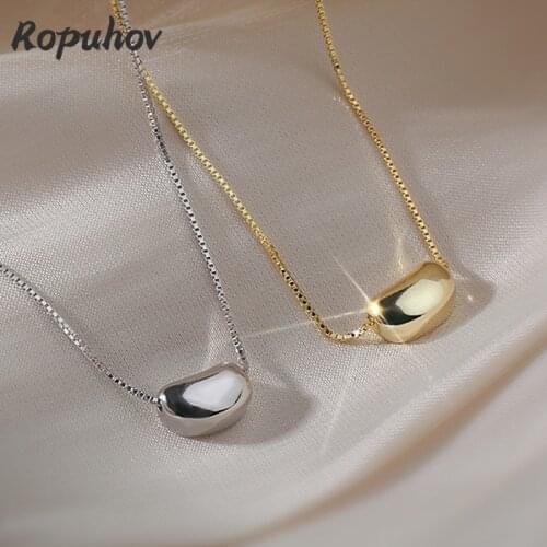 Ropuhov 2021 New Fashion Jewelry for Women Gift Stainless Steel Gold Moldavite Initial Necklace Goth Wholesale