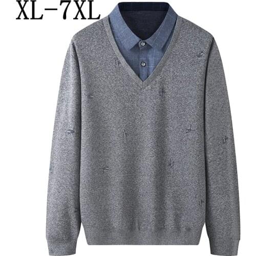 7XL 6XL 5XL New Autumn Oversized Loose Fake Two Piece Polo Shirt Men Fashion Polos Homme High Quality Casual Shirts For Men Tops