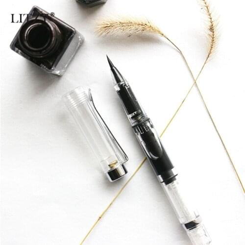LITZY Fountain Style Transparent Brush Pen Refillable Ink Watercolor Pen For Kids Painting Calligraphy Drawing Art Stationery