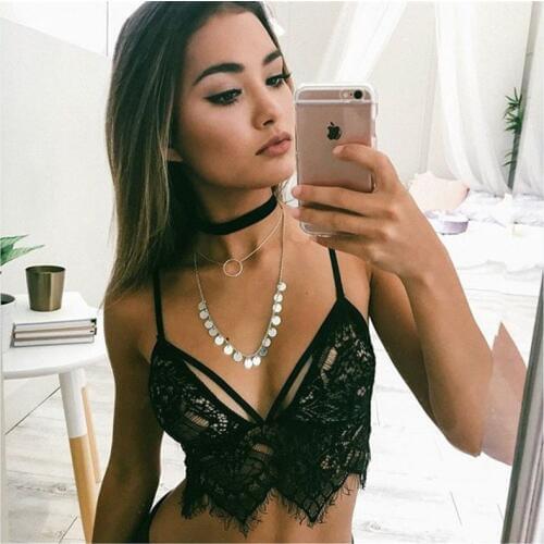 AliExpress Eaby Hot sell fashion lace hollow bra underwear girl sexy lingerie lace camisole Tanks