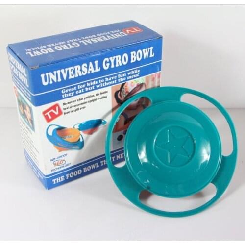 Universal Gyro Bowl Practical Design Children Rotary Balance Novelty Gyro 360 Rotate Spillproof Solid Feeding Dishes Box Package