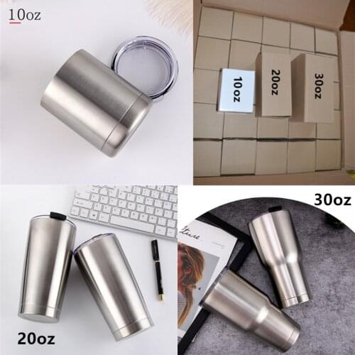 10pcs/lot Thermos Mugs coffee tumblers water cups 10oz 20oz 30oz 18/8 stainless steel double wall insulated vacuum bottles
