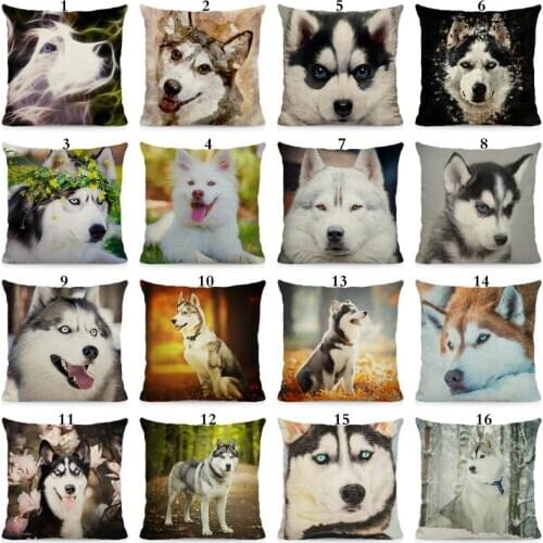 XUNYU Siberian Husky Pillows Case Home Sofa Car Decorative Cushion Cover 45x45cm DWG012