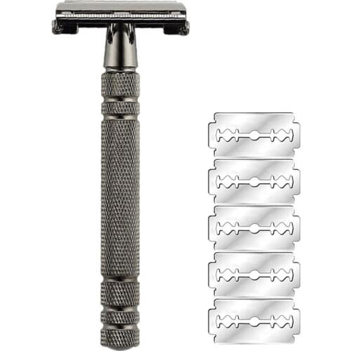 YINTAL Nostalgic Long Handle Butterfly Open Double Edge Safety Razor Gun black Color