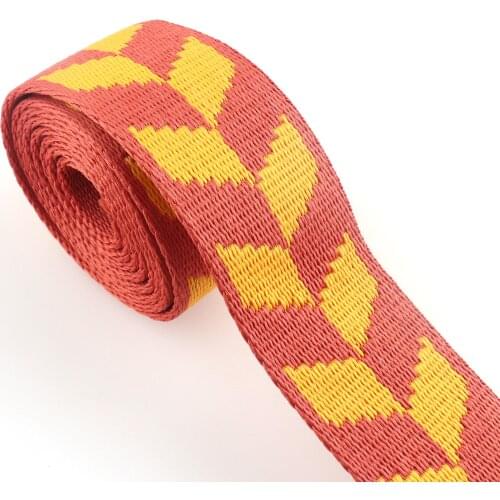 1.5" Strap yellow Jacquard Cotton Webbing fabric Dog Collar Polyester Canvas webbing belt handles Nylon Webbing Handbag backpack