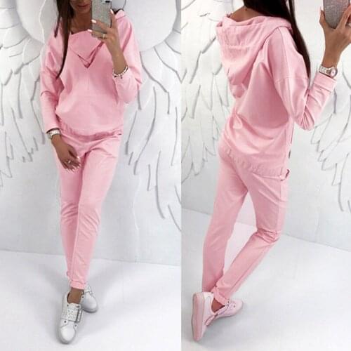 Spring Autumn Women Lady Long Sleeve Loose Hoodded Sweatshirt Long Pants Casual Tracksuit Womens Long Clothes Sets