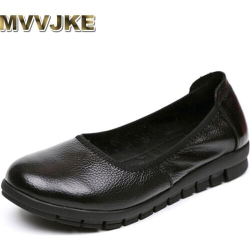 MVVJKEWomen Casual Solid Round Toe Flat Shoes Slip On Soft Comfortable Loafers Flat Shoes Ladies Non-slip Driving Hand-stitching