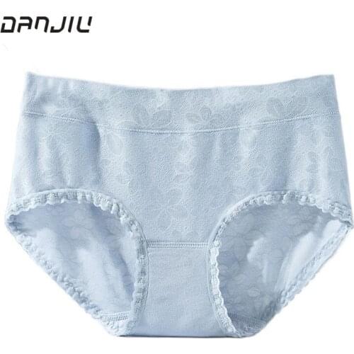 Women Cotton Middle Waist Seamless Lace Underwear Breathable High Elasticity Soft Exquisite Flowers Panties Elegant Breifs